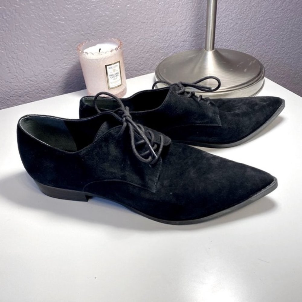 Marc Fisher Pointy Toe Black Suede Oxford Size 8.5